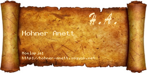 Hohner Anett névjegykártya